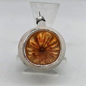 Vintage Indent Glass Christmas Ornament Germany Sugar Coasted Hand Painted 2.5"